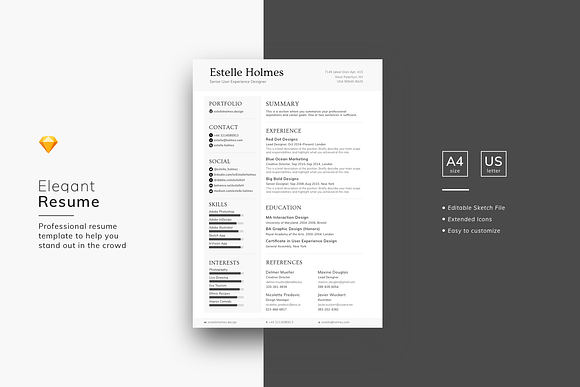 Designer Resume Template Sketch File in Resume Templates - product preview 1