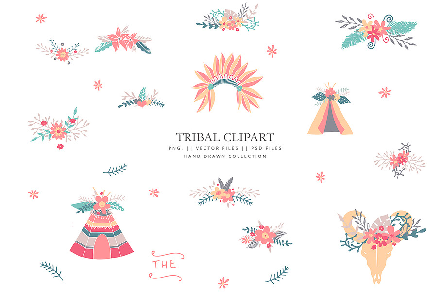 Sweet tribal clip art - hand drawn