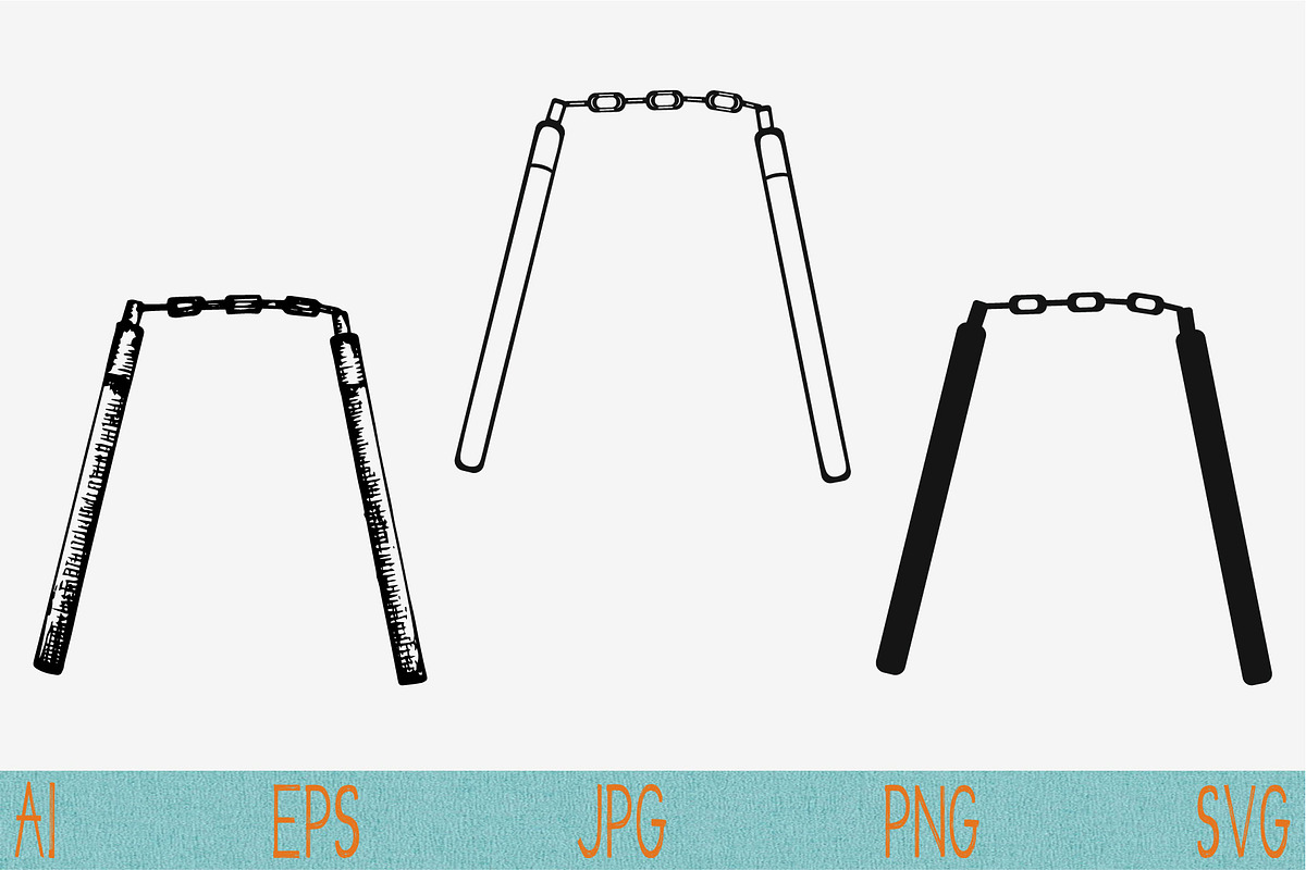 Nunchucks, nunchaku, set vector svg  in Objects - product preview 8