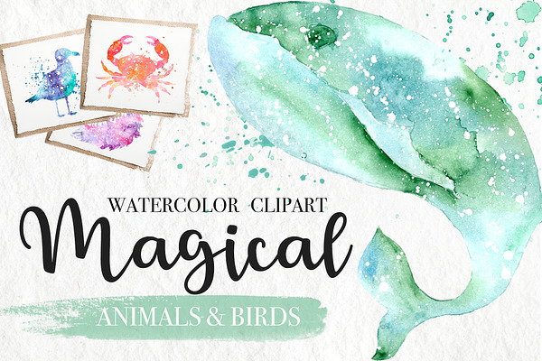 30%OFF. Watercolor Magical Animals