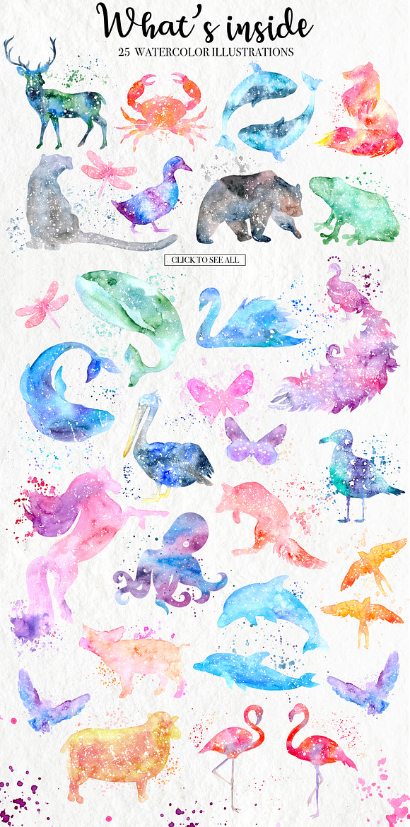 30%OFF. Watercolor Magical Animals in Illustrations - product preview 1