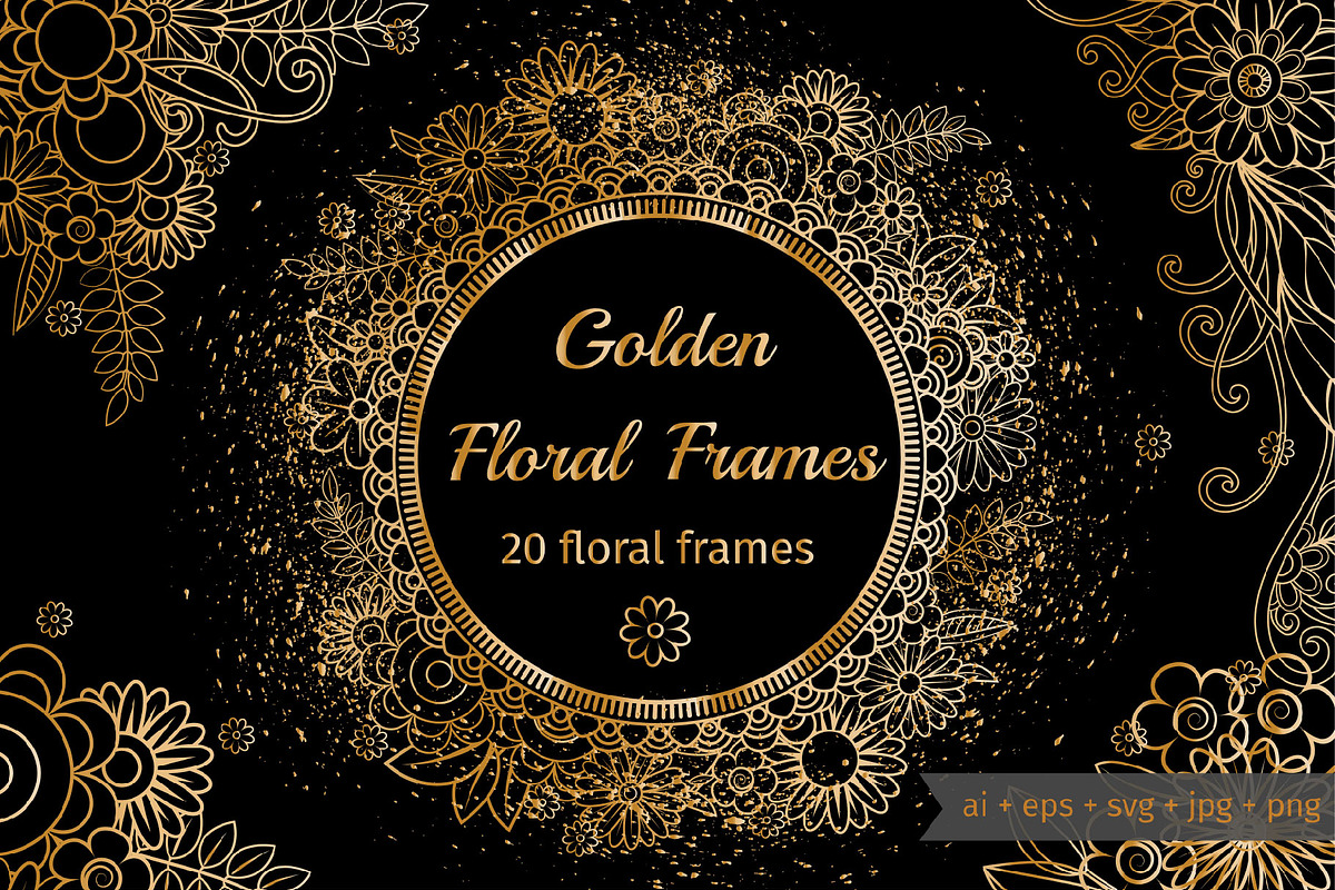 Golden Floral Frames in Objects - product preview 8