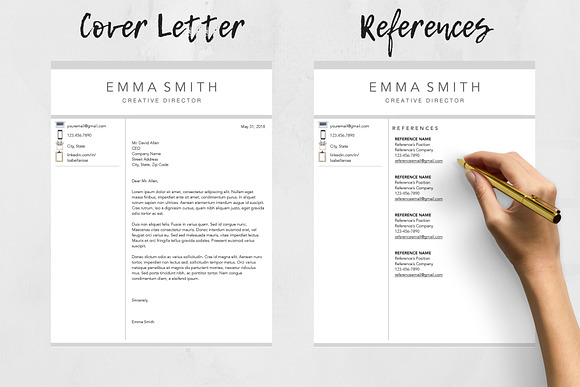 Resume Template, CV + Cover Letter in Letter Templates - product preview 2