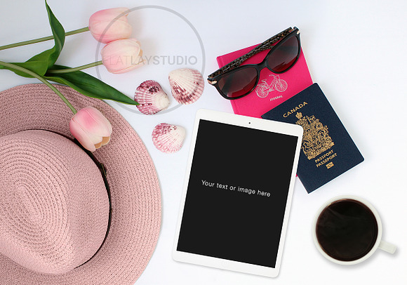 TRAVEL MOCKUP FLAT LAY - #13 in Mobile & Web Mockups - product preview 2