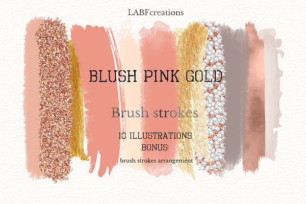 Blush pink gold Brush stroke clipart