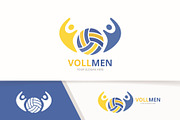 Vector volleyball and people logo 