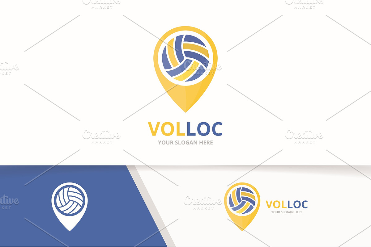 Volleyball and map pointer logo in Logo Templates - product preview 8