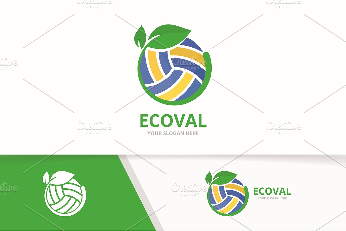 Vector volleyball and leaf logo   in Logo Templates - product preview 8