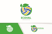 Vector volleyball and leaf logo  