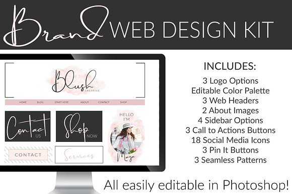 Website Branding Kit |Original Blush in Logo Templates - product preview 2
