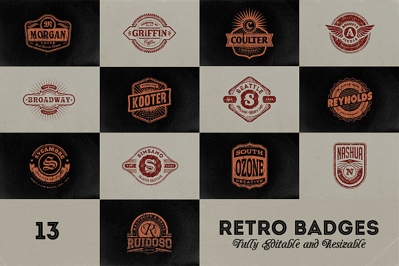 13 Retro Signs or Badges v.3 in Objects - product preview 3