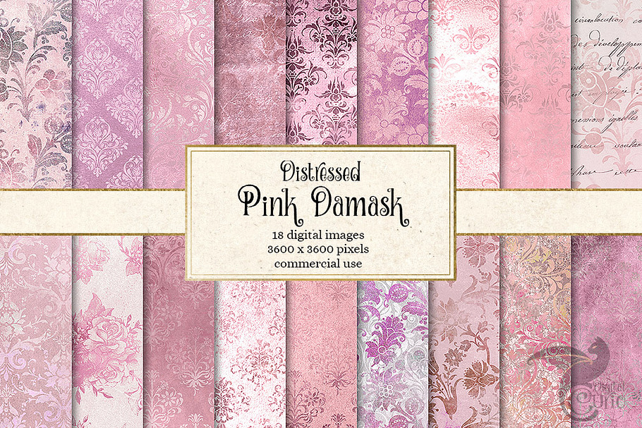 Distressed Pink Damask Textures in Textures - product preview 8