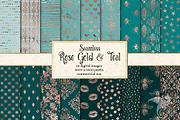Rose Gold and Teal Digital Paper