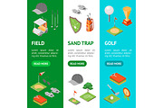 Golf Game Equipment Icons Card  Set 