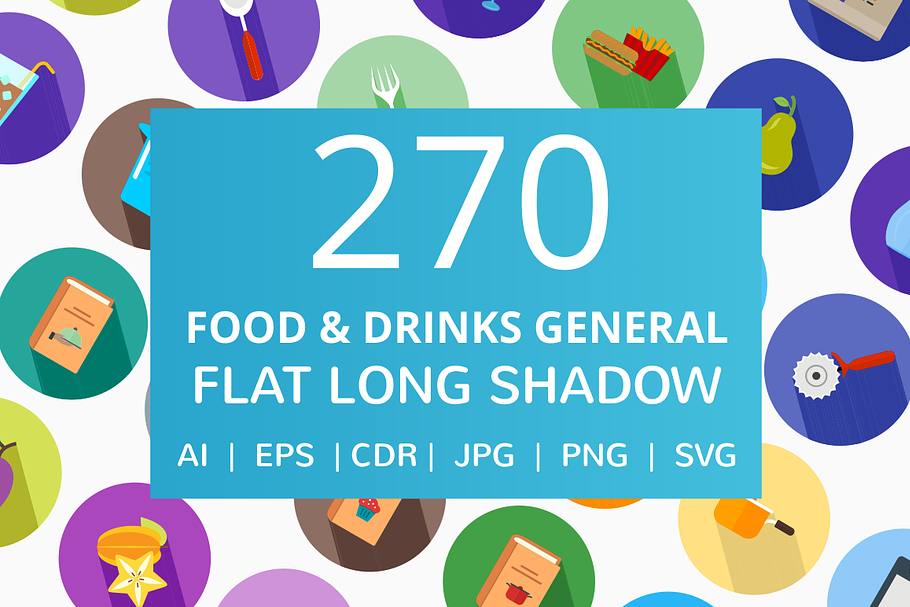 270 Food & Drinks General Flat Icons