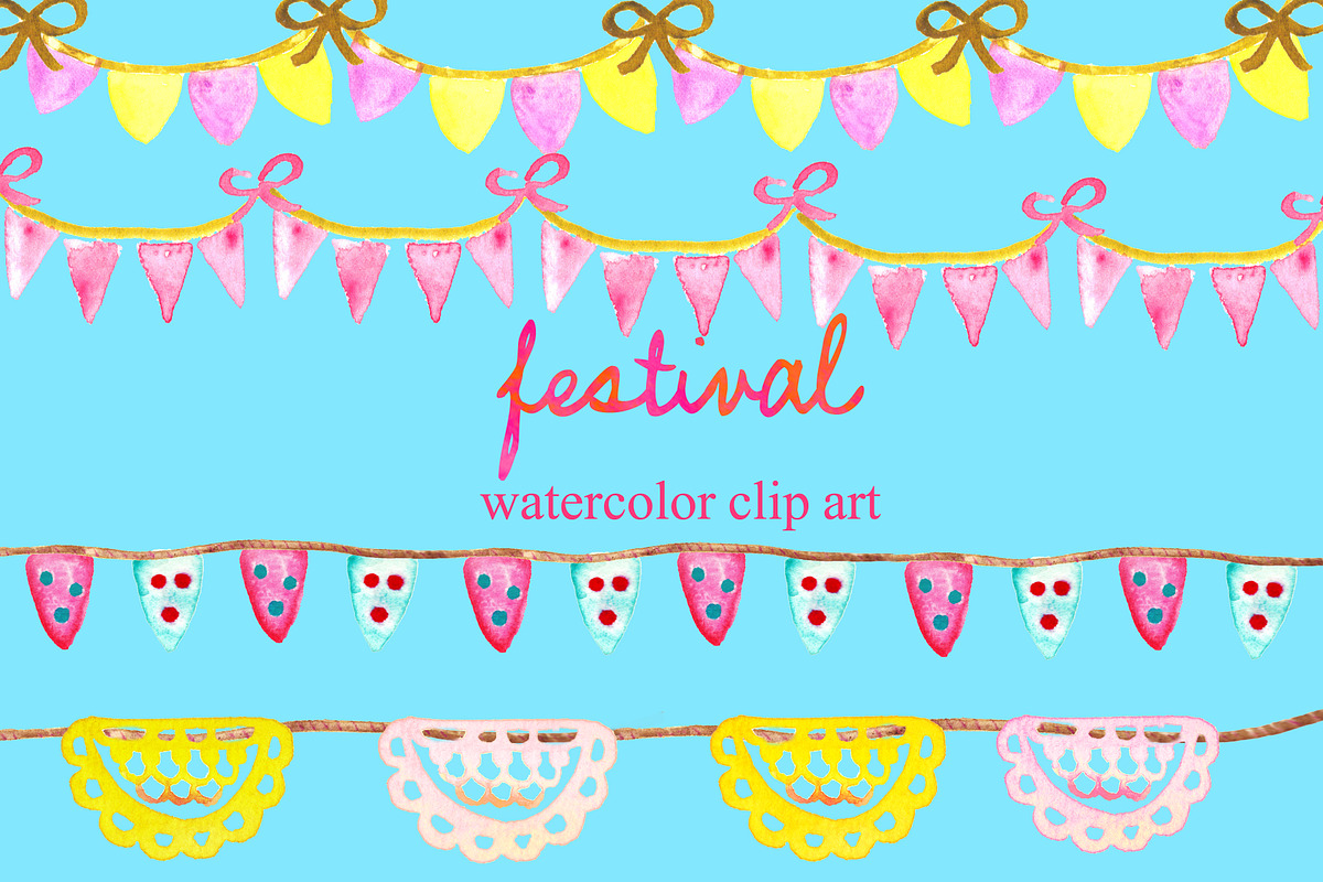 Festival watercolor elements in Illustrations - product preview 8