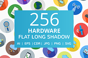 255 Hardware Flat Long Shadow Icons