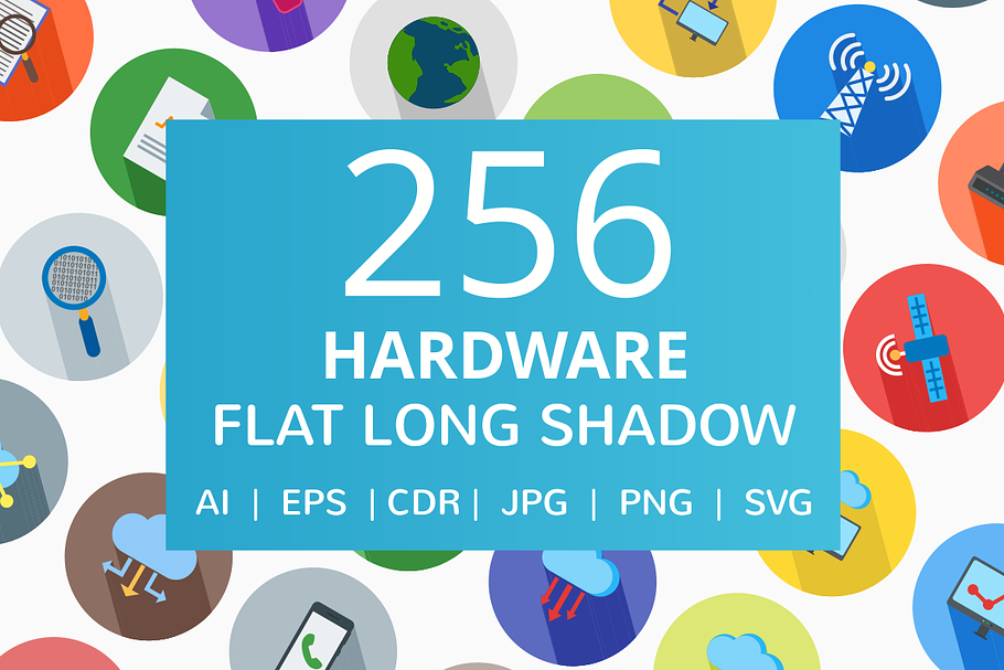 255 Hardware Flat Long Shadow Icons in Graphics - product preview 8