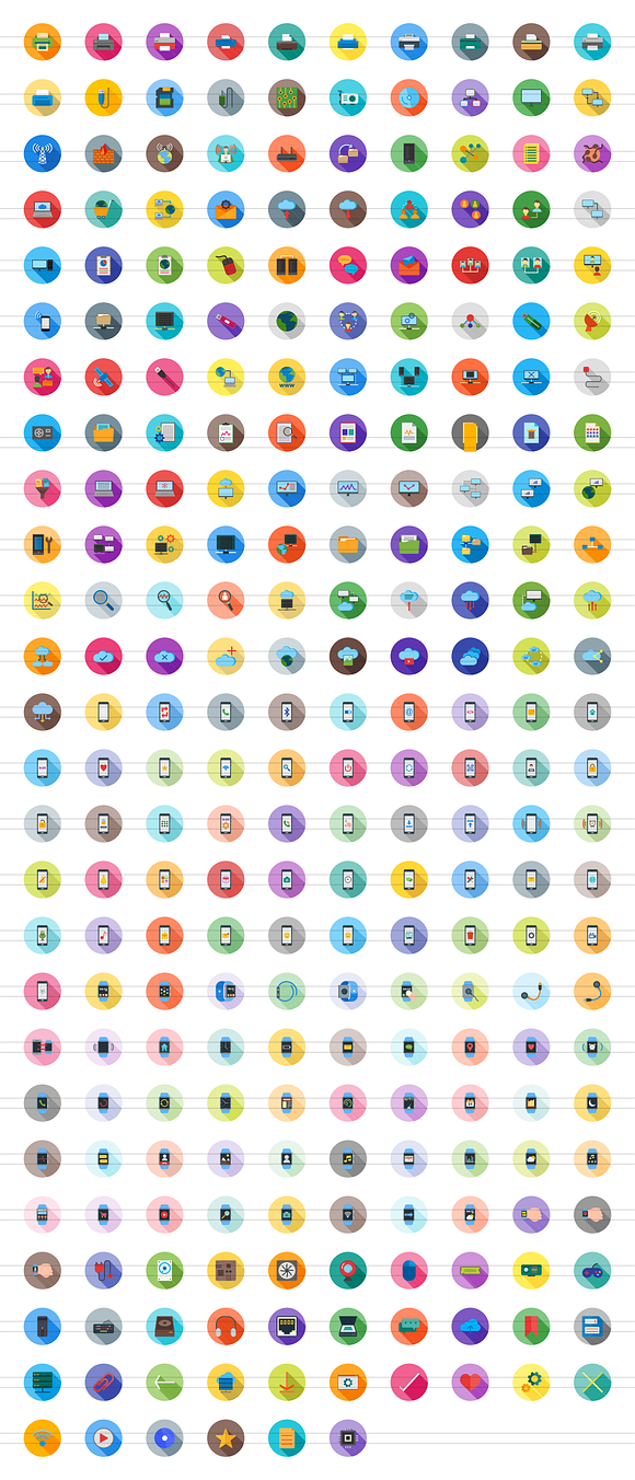 255 Hardware Flat Long Shadow Icons in Graphics - product preview 1