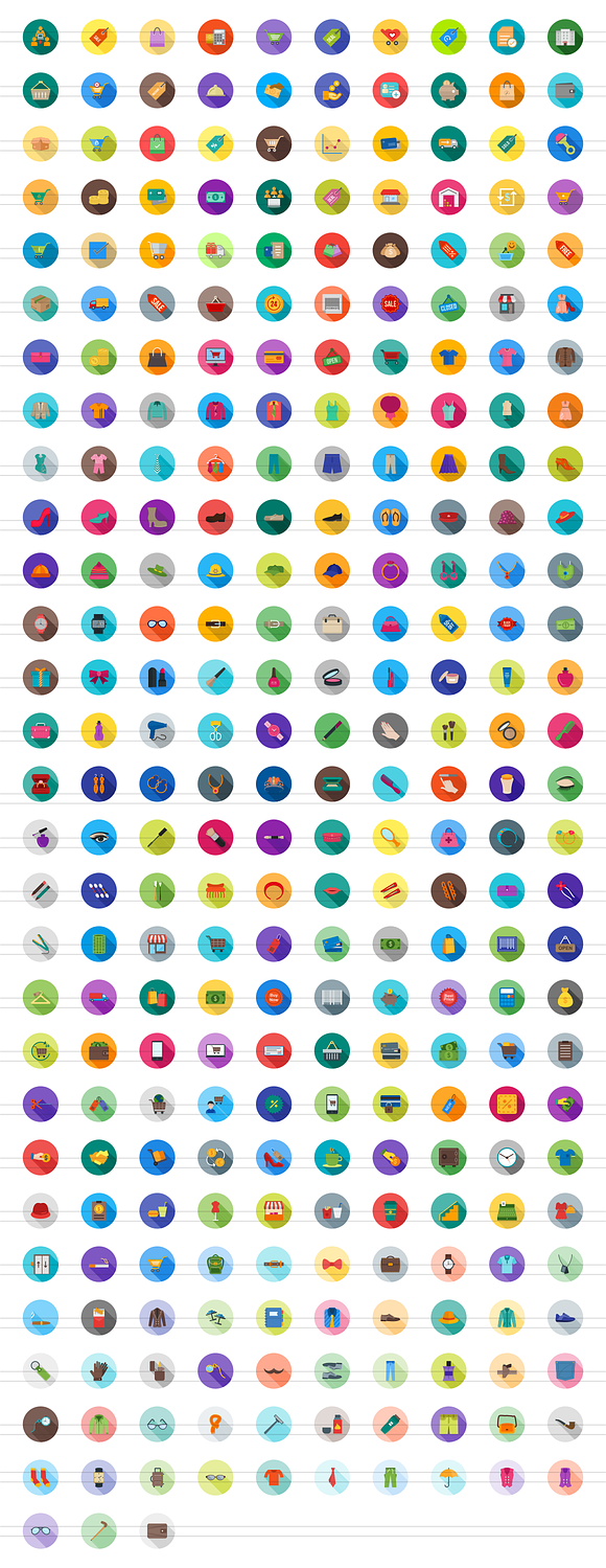 283 Shopping Flat Long Shadow Icons in Graphics - product preview 1
