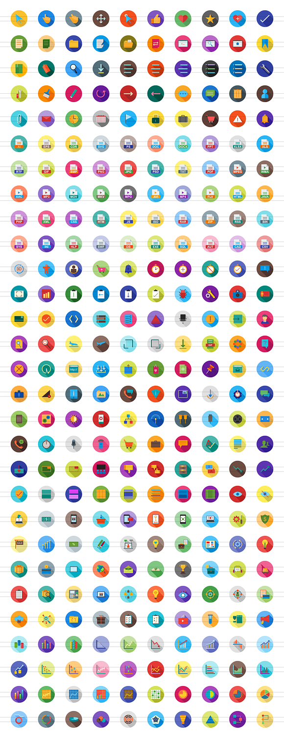 290 Interface Flat Long Shadow Icons in Graphics - product preview 1