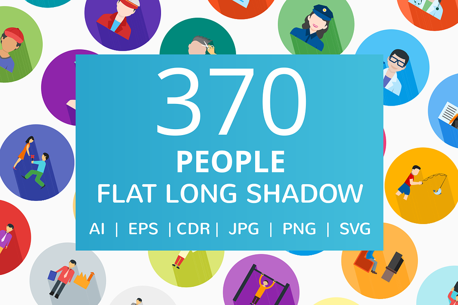 370 People Flat Long Shadow Icons