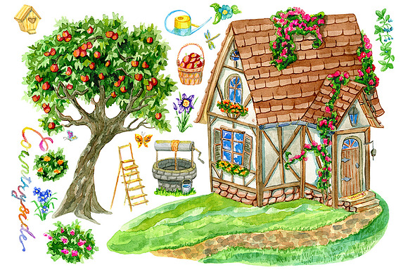 Cute house clip art set 4 in Illustrations - product preview 1