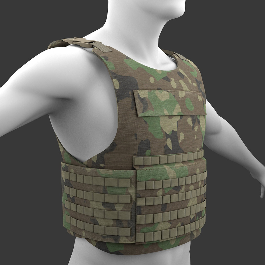 Military Woodland Tactical Vest in Weapons - product preview 1