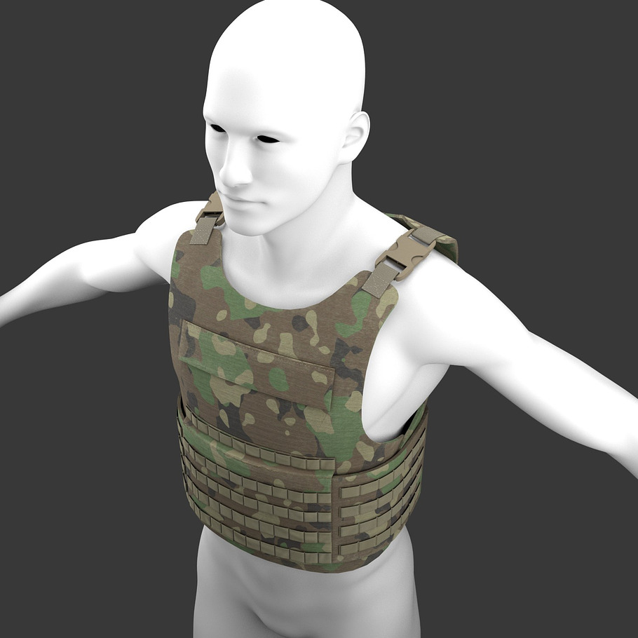 Military Woodland Tactical Vest in Weapons - product preview 3