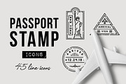 45 Passport Stamp Icons - Travel