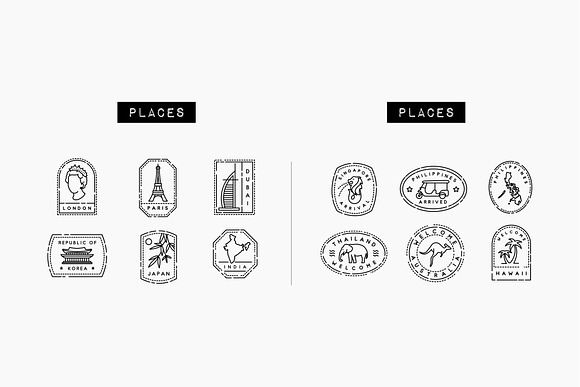 45 Passport Stamp Icons - Travel in Travel Icons - product preview 5