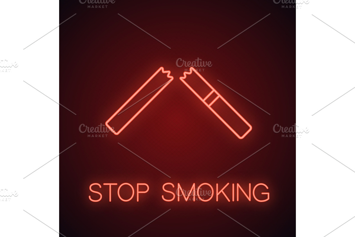 Broken cigarette neon light icon in Neon Icons - product preview 8