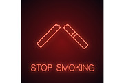 Broken cigarette neon light icon