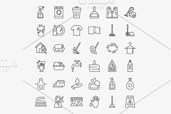Cleaning Line Art Icons in Laundry Icons - product preview 1