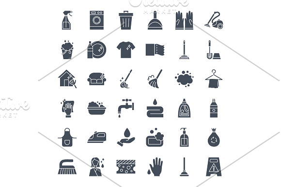 Cleaning Line Art Icons in Laundry Icons - product preview 2