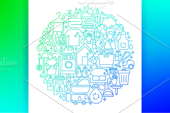 Cleaning Line Art Icons in Laundry Icons - product preview 4