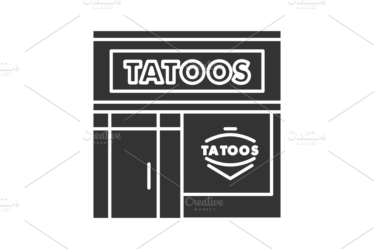 Tattoo studio facade glyph icon in Graphics - product preview 8