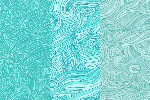 Whale in the sea waves patterns set. in Patterns - product preview 1