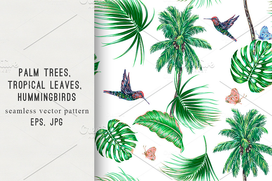 Palm trees,tropical leaves pattern