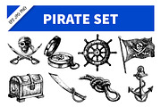Hand Drawn Sea Pirate Set
