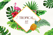 Tropical Bliss Watercolor Leaves Set