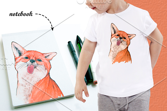 Foxes & Whales (2 watercolor sets) in Illustrations - product preview 1