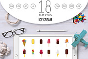 Ice cream icon set, flat style