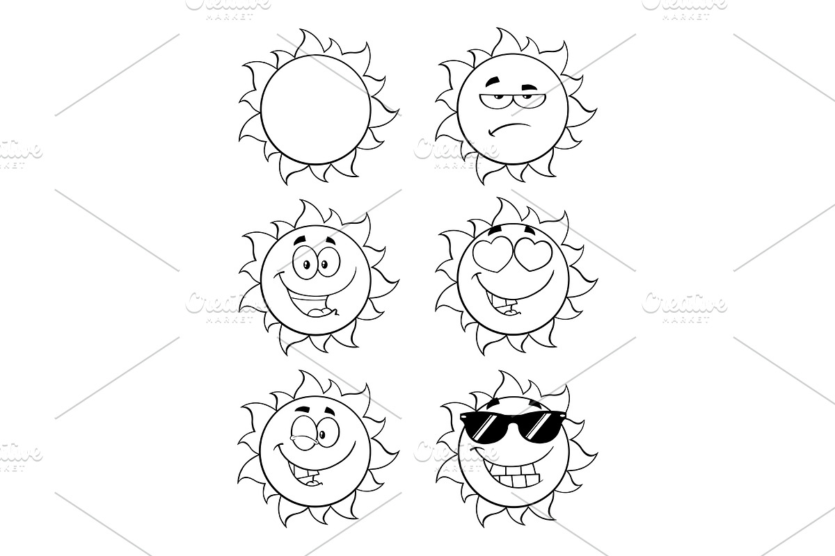 Black And White Sun Collection in Illustrations - product preview 8