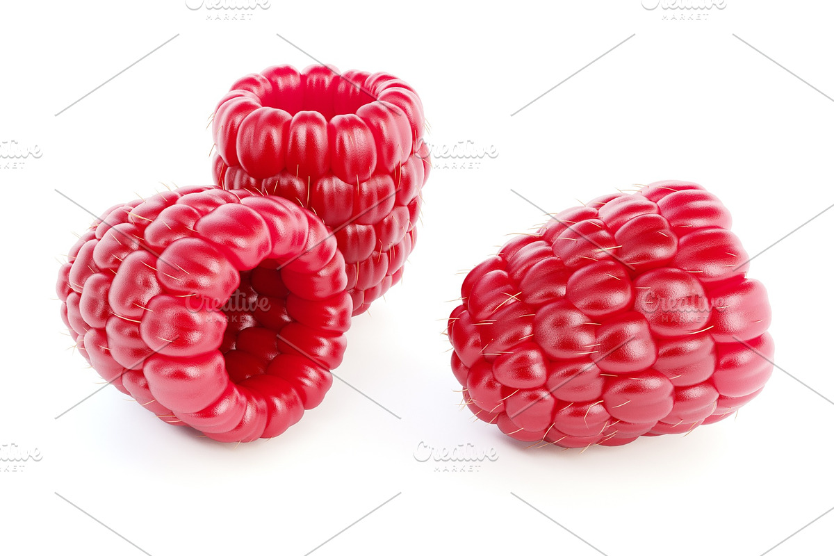 Ripe raspberry berries raster in Illustrations - product preview 8