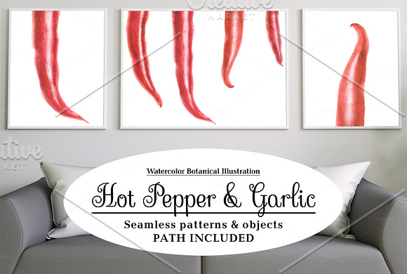 Red Hot Pepper and Garlic in Illustrations - product preview 2