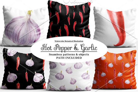 Red Hot Pepper and Garlic in Illustrations - product preview 3