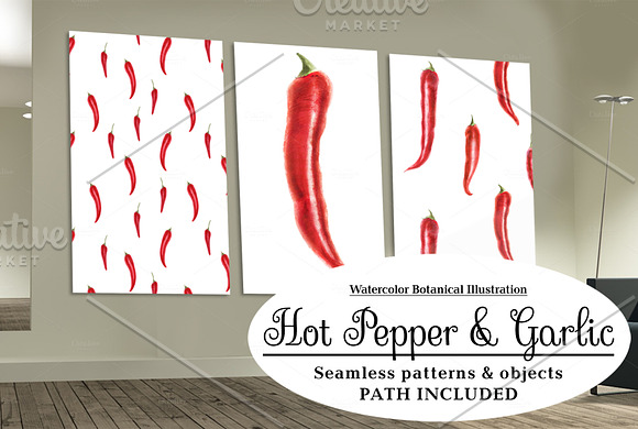 Red Hot Pepper and Garlic in Illustrations - product preview 4