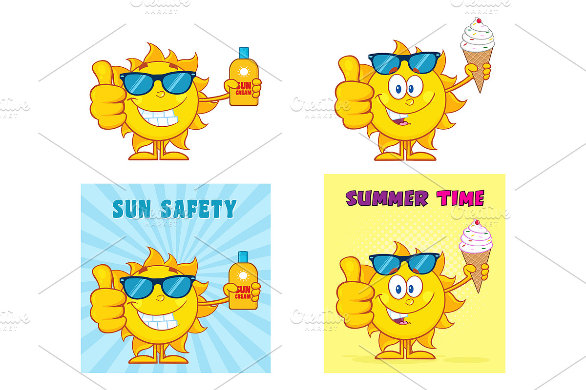 Sun Cartoon Character. Collection 3 in Illustrations - product preview 8
