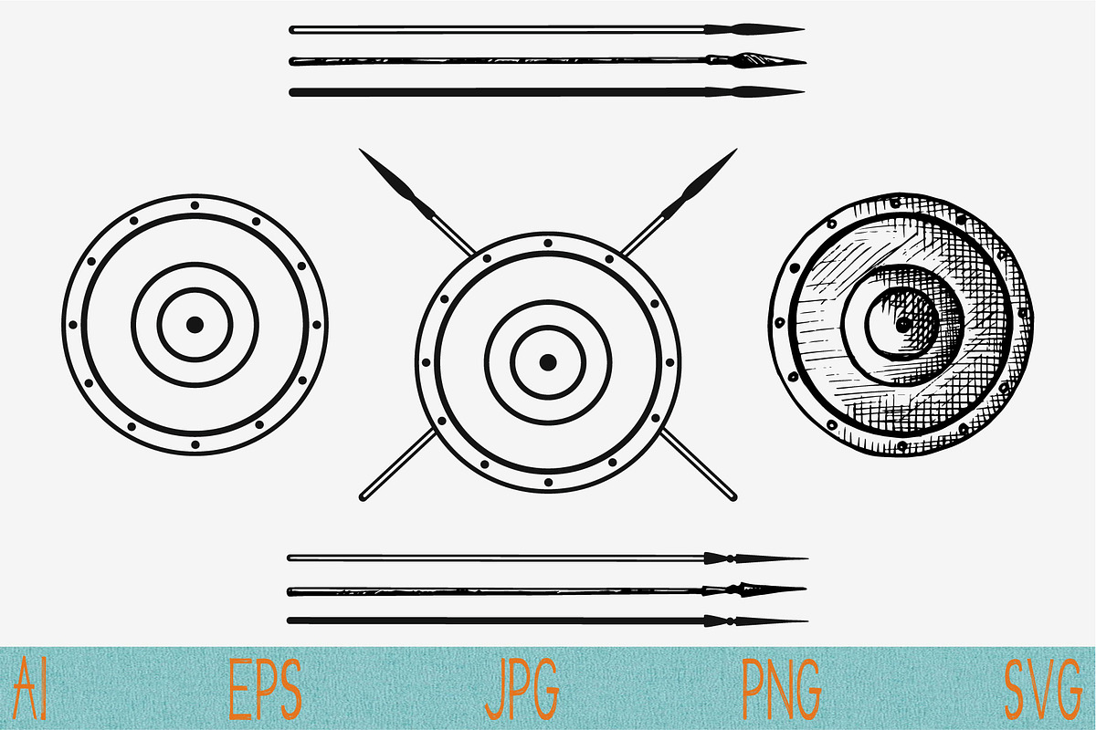 shield, spear set vector svg png in Objects - product preview 8